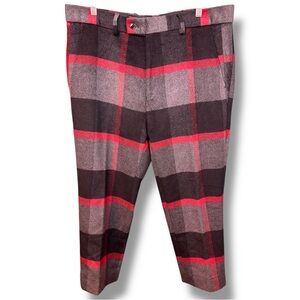 100% Wool Red and Black Plaid Pants. Thread & Stitch Collection. Size 34